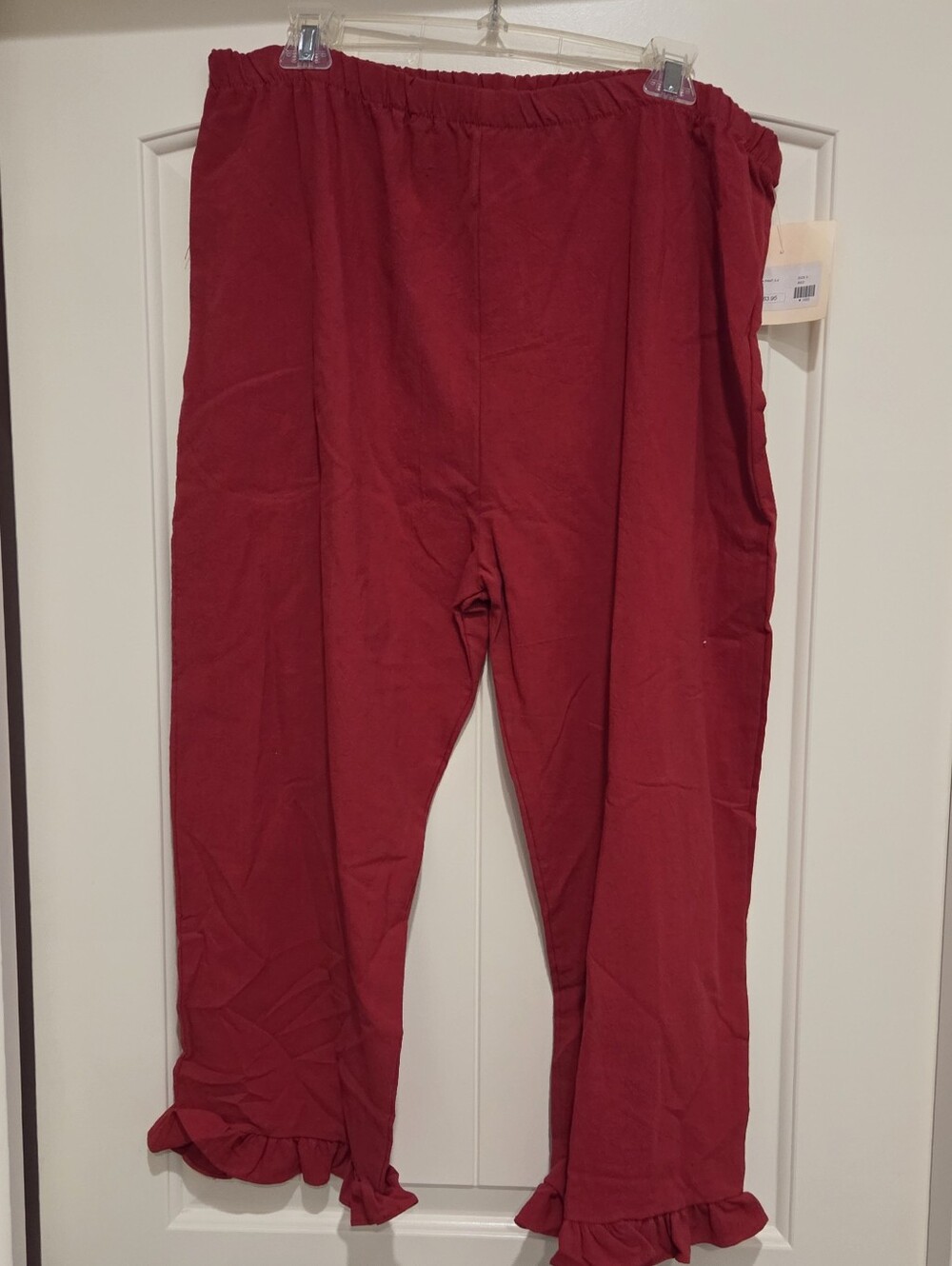 NWT B'Gauze Womens Cropped Pants Size 3 (XXL, 16-18) Red Ruffle Hem